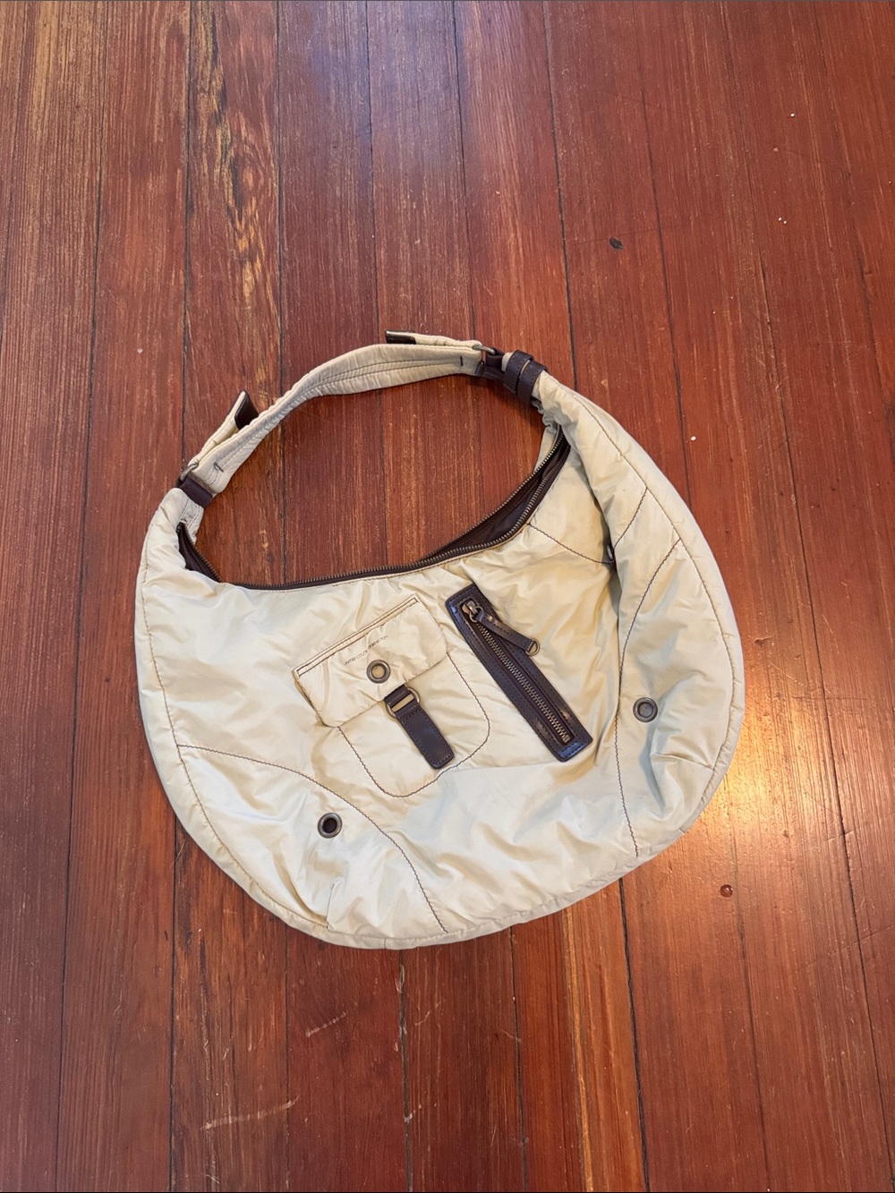 United Colors of Benetton vintage puffer cream brown hobo bag